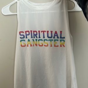 SPIRITUAL GANGSTER TANK TOP, size small, color white and words colorful